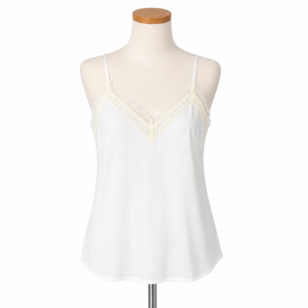 Old Navy Camisole Women Small White Lace Trim V-Neck Adjustable Spaghetti Straps